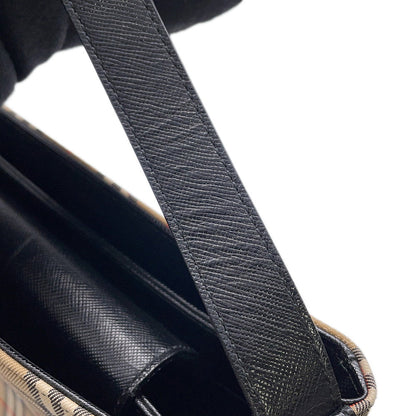 BURBERRY Check Shoulder Bag Brown/Black Canvas Leather
