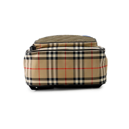 BURBERRY Check Backpack Beige/Blue/Khaki Nylon