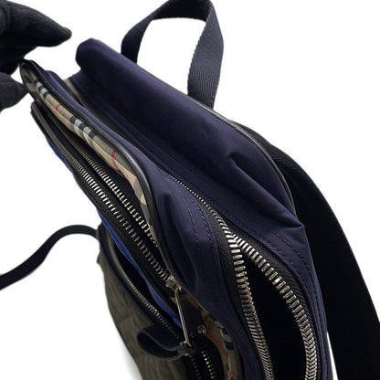 BURBERRY Check Backpack Beige/Blue/Khaki Nylon