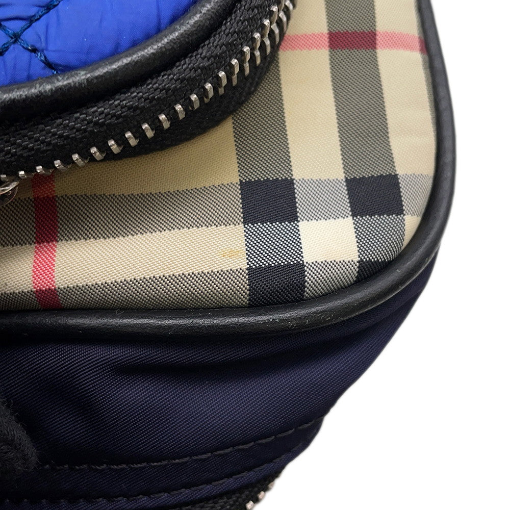 BURBERRY Check Backpack Beige/Blue/Khaki Nylon