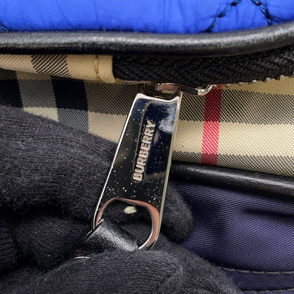 BURBERRY Check Backpack Beige/Blue/Khaki Nylon