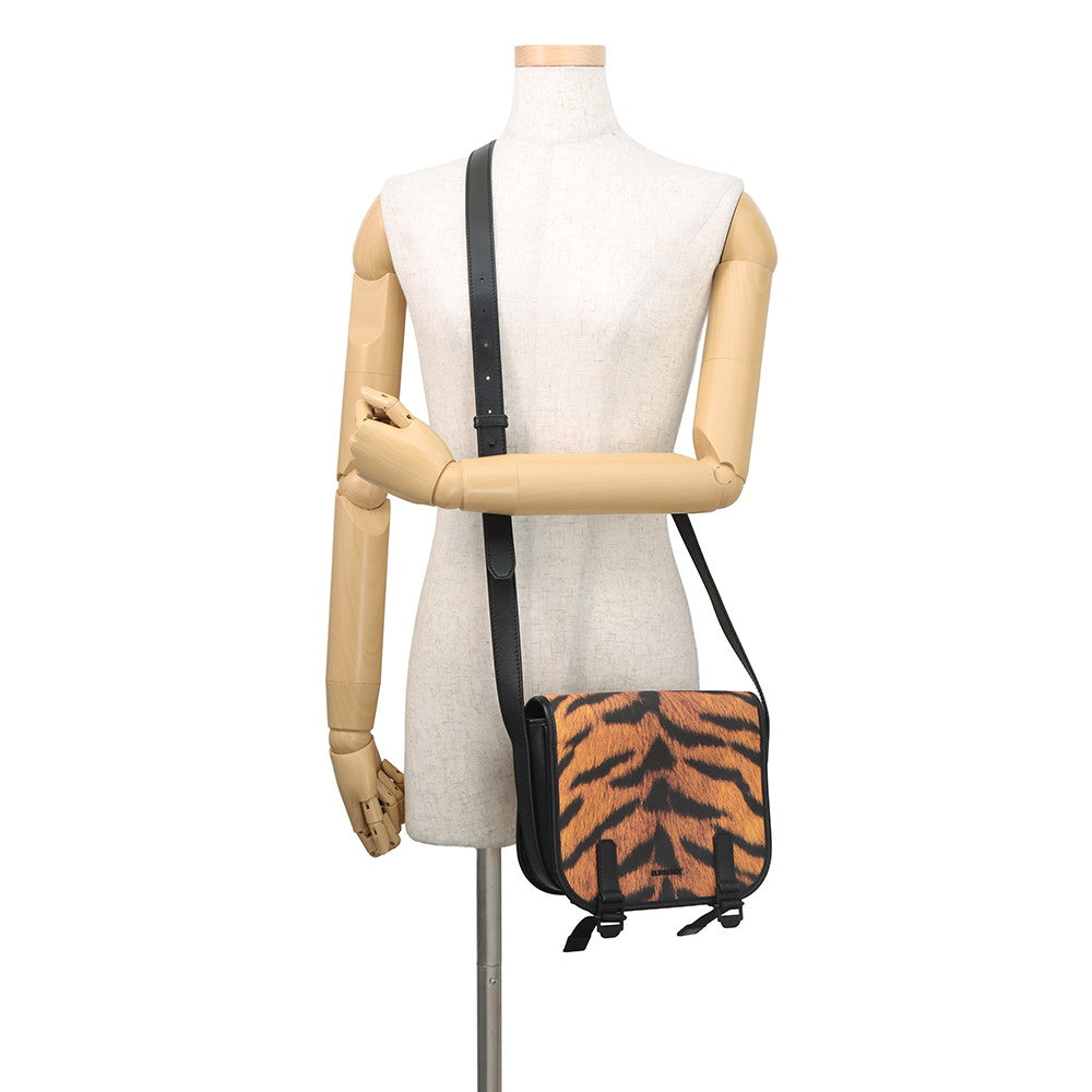 BURBERRY Tiger print messenger bag Orange/Black8050873 PVC Leather