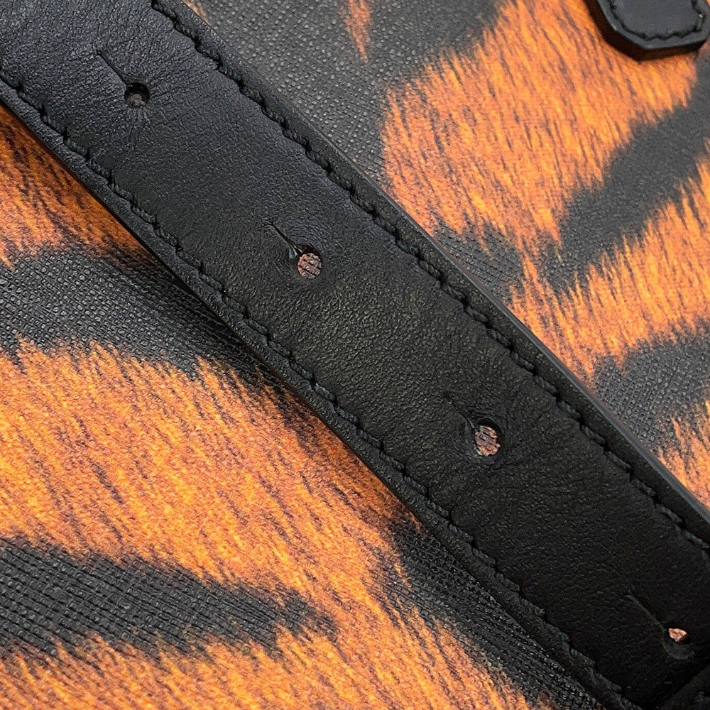 BURBERRY Tiger print messenger bag Orange/Black8050873 PVC Leather