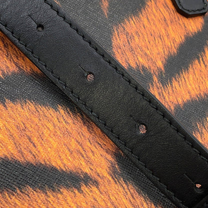 BURBERRY Tiger print messenger bag Orange/Black8050873 PVC Leather