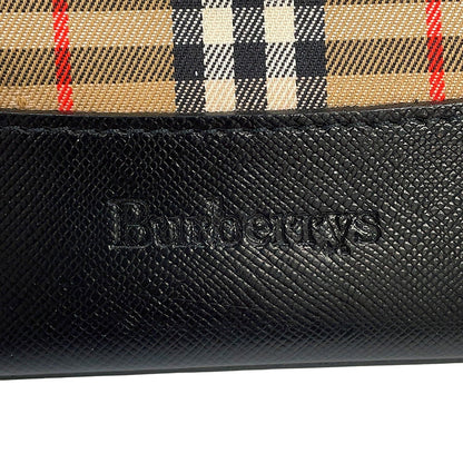 BURBERRY Check Tote Bag Beige/Black Canvas Leather
