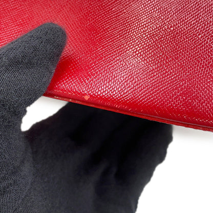 BURBERRY Check Tote Bag Red/Beige Canvas Leather