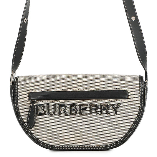 BURBERRY Olympia Half Moon Shoulder Bag Black/Gray8039779 Canvas Leather Size Small