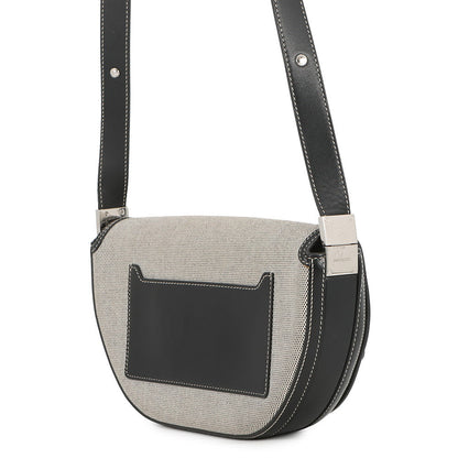 BURBERRY Olympia Half Moon Shoulder Bag Black/Gray8039779 Canvas Leather Size Small
