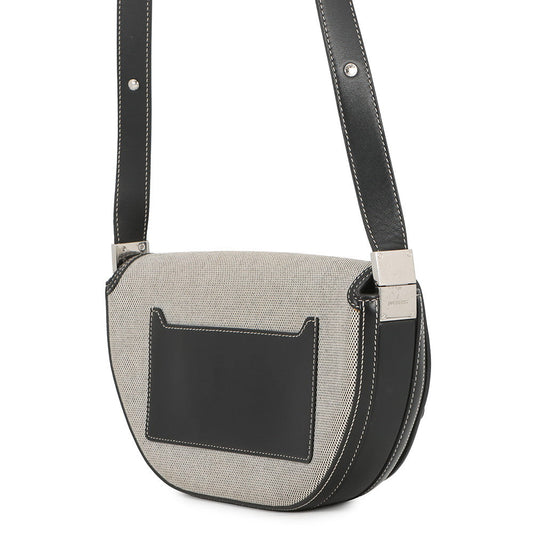 BURBERRY Olympia Half Moon Shoulder Bag Black/Gray8039779 Canvas Leather Size Small