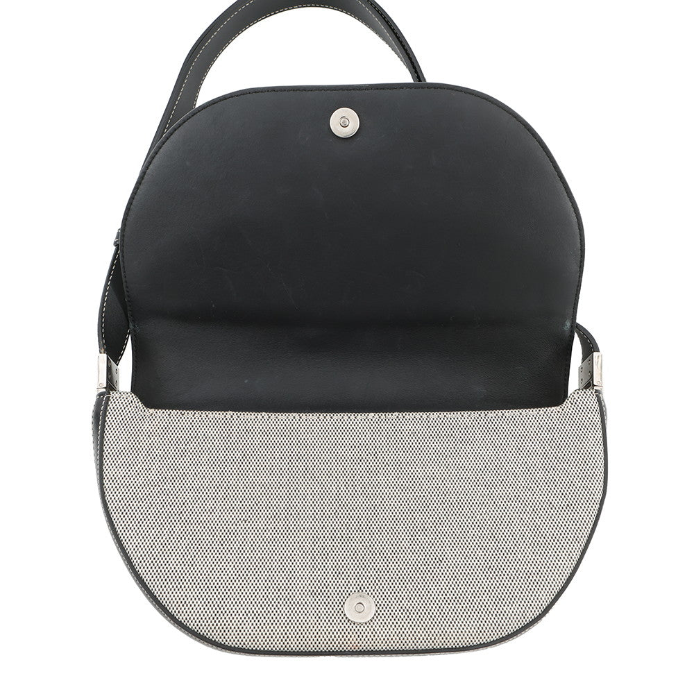BURBERRY Olympia Half Moon Shoulder Bag Black/Gray8039779 Canvas Leather Size Small