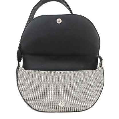 BURBERRY Olympia Half Moon Shoulder Bag Black/Gray8039779 Canvas Leather Size Small