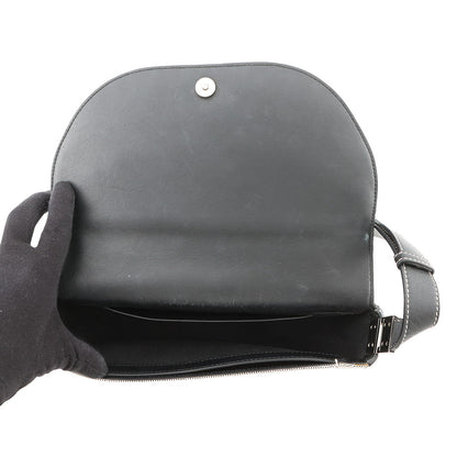 BURBERRY Olympia Half Moon Shoulder Bag Black/Gray8039779 Canvas Leather Size Small