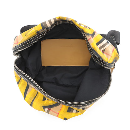 BURBERRY SONNY Vintage Check Print Crossbody Bag Beige/Yellow/Black40742141 Nylon Leather Size Large