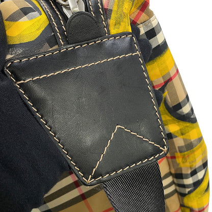 BURBERRY SONNY Vintage Check Print Crossbody Bag Beige/Yellow/Black40742141 Nylon Leather Size Large