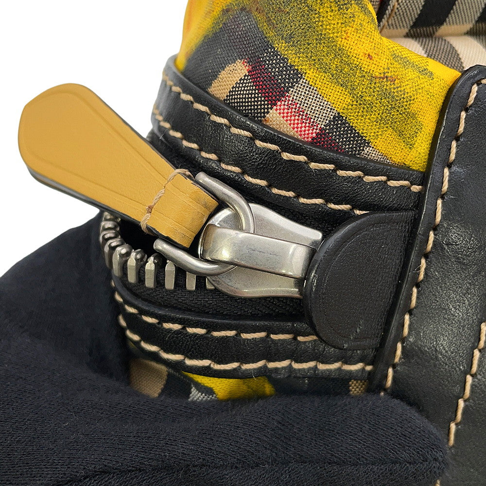 BURBERRY SONNY Vintage Check Print Crossbody Bag Beige/Yellow/Black40742141 Nylon Leather Size Large