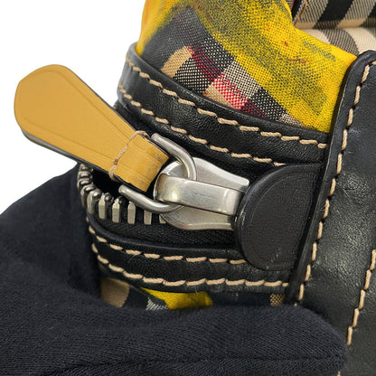 BURBERRY SONNY Vintage Check Print Crossbody Bag Beige/Yellow/Black40742141 Nylon Leather Size Large