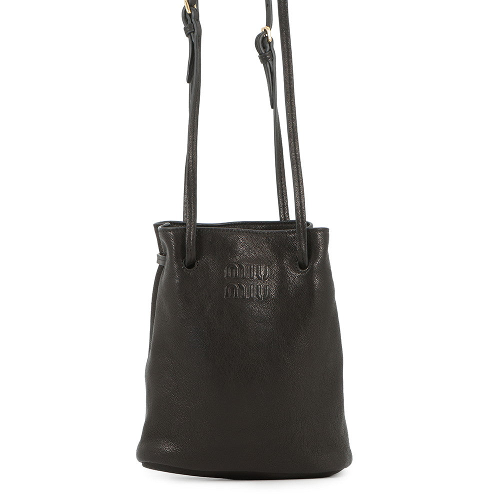 MIUMIU Logo Shoulder Pouch Black5NF460_AEFX_F0002 Nappa Leather