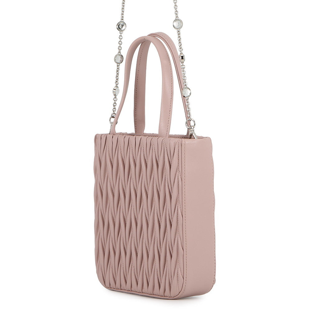 MIUMIU Matelassé Crystal 2-way Handbag Pink5BA220 Leather