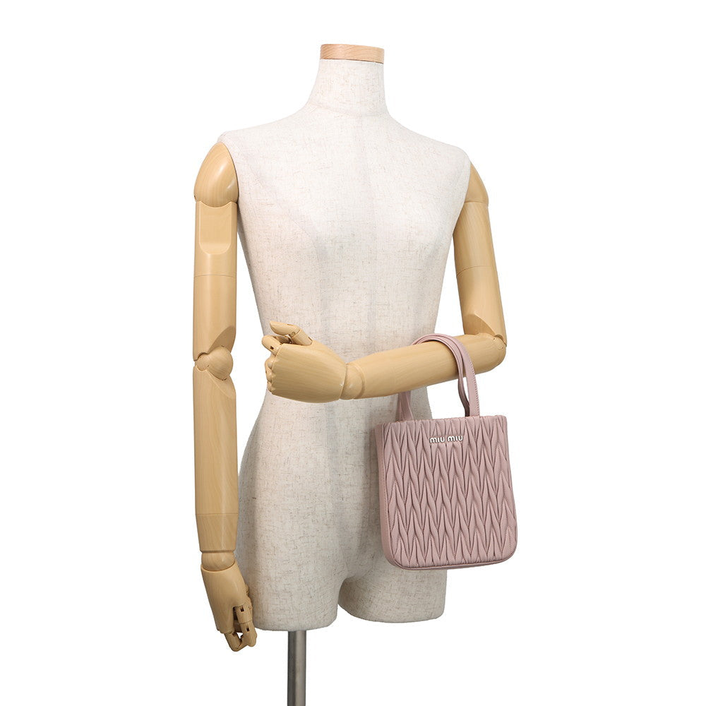 MIUMIU Matelassé Crystal 2-way Handbag Pink5BA220 Leather