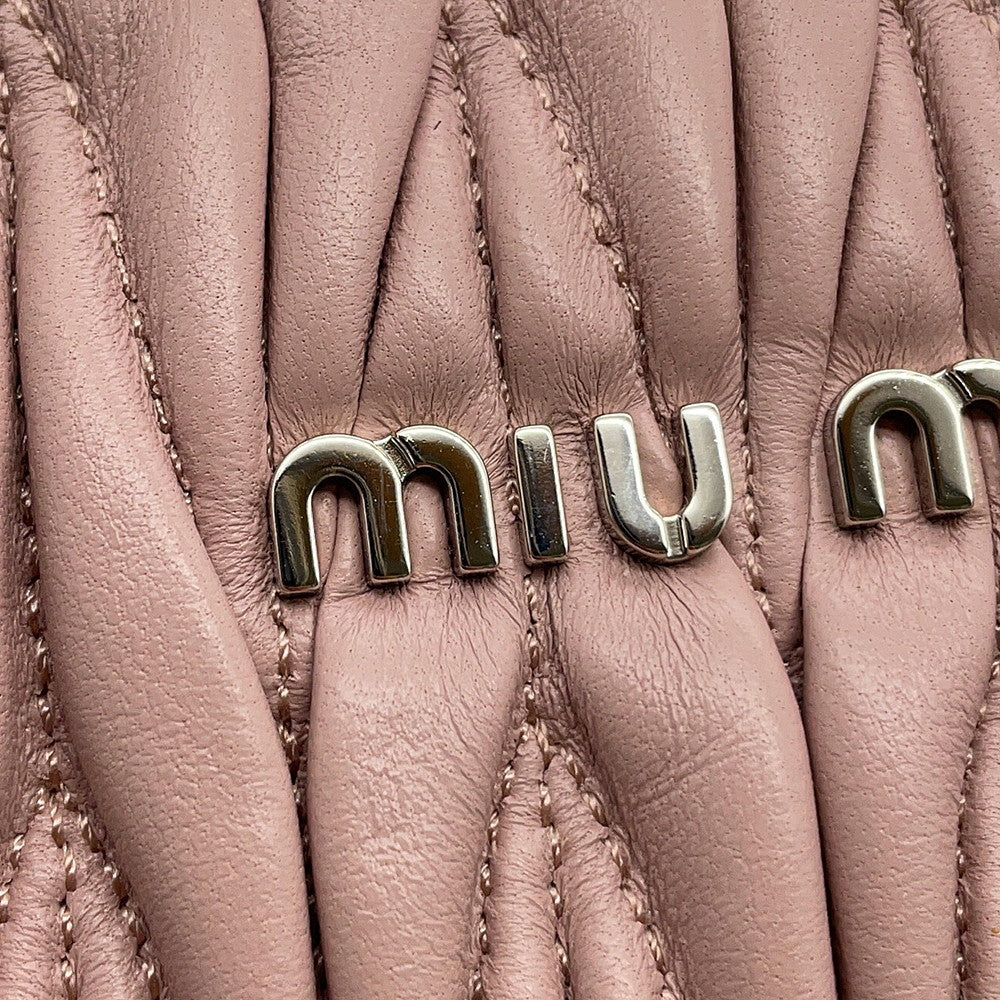 MIUMIU Matelassé Crystal 2-way Handbag Pink5BA220 Leather