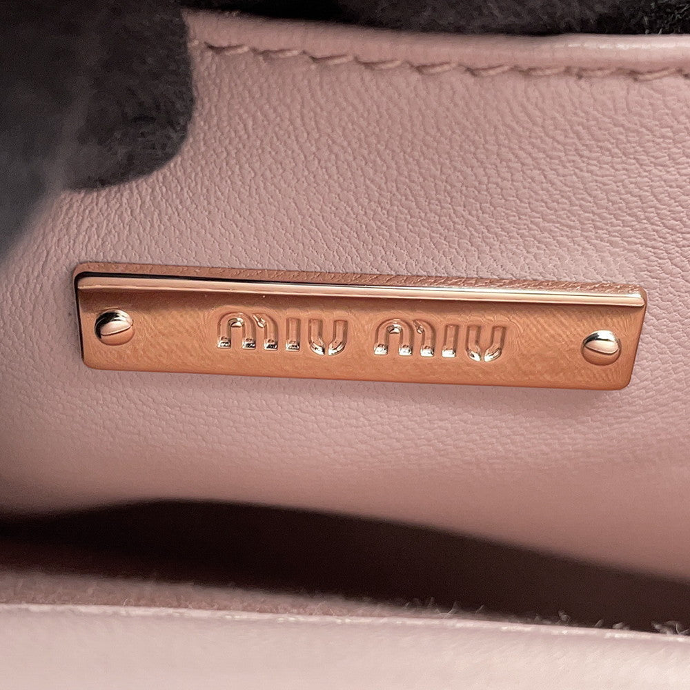 MIUMIU Matelassé Crystal 2-way Handbag Pink5BA220 Leather