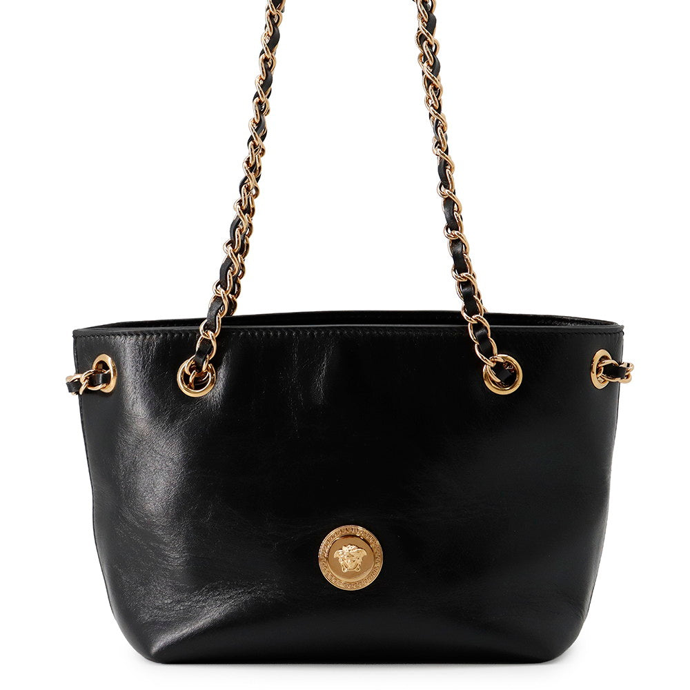 Gianni Versace Medusa Chain Tote Bag Black1021383-1A15033 Leather Size Small