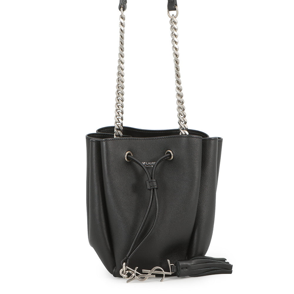 SAINT LAURENT PARIS Monogram Boules Mini Bucket Bag Chain Bag Black394455 Leather
