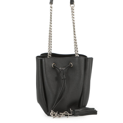 SAINT LAURENT PARIS Monogram Boules Mini Bucket Bag Chain Bag Black394455 Leather
