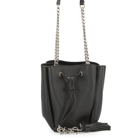 SAINT LAURENT PARIS Monogram Boules Mini Bucket Bag Chain Bag Black394455 Leather