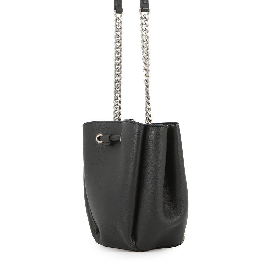 SAINT LAURENT PARIS Monogram Boules Mini Bucket Bag Chain Bag Black394455 Leather