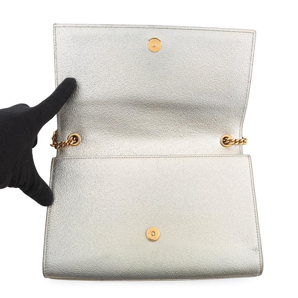 SAINT LAURENT PARIS Kate Chain Shoulder Bag Champagne Gold364021 Leather