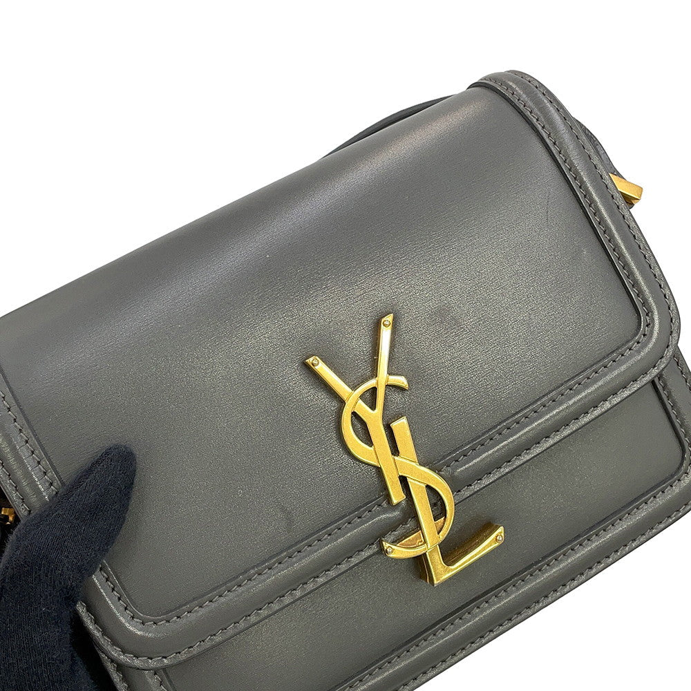 SAINT LAURENT PARIS Solferino Satchel Shoulder Bag storm6343060SX0W1112 box leather Size Small