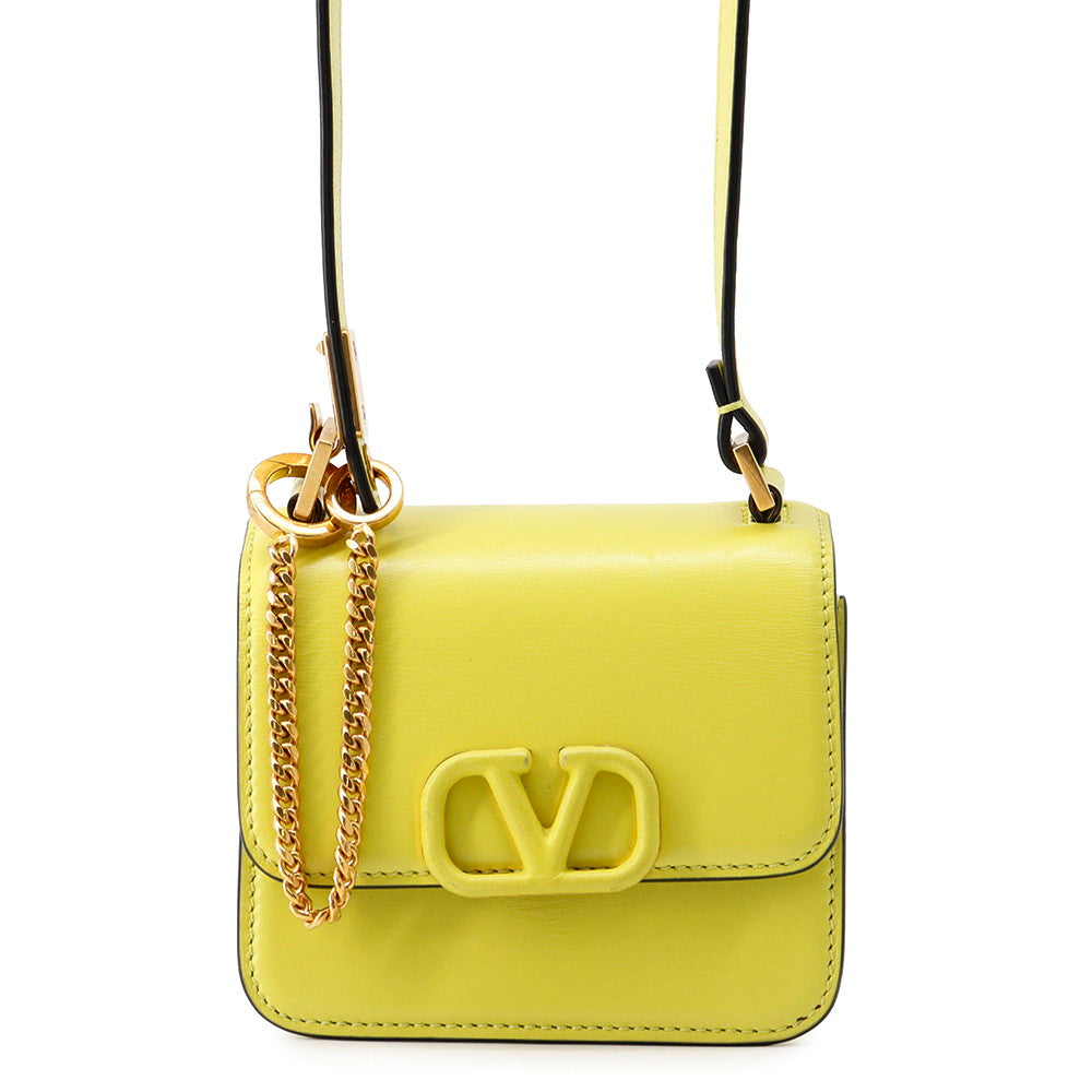 Valentino Garavani V sling Shoulder Bag Yellow Leather