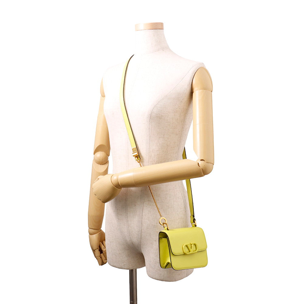 Valentino Garavani V sling Shoulder Bag Yellow Leather