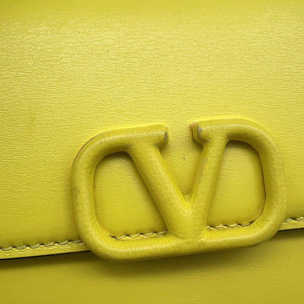 Valentino Garavani V sling Shoulder Bag Yellow Leather