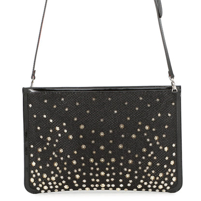 Christian Louboutin Studded Shoulder Bag Black Patent Leather