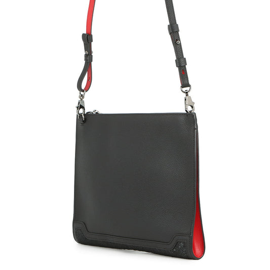 Christian Louboutin Sky Pouch Shoulder Bag Black/Red Sequins Leather