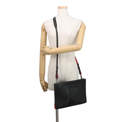 Christian Louboutin Sky Pouch Shoulder Bag Black/Red Sequins Leather