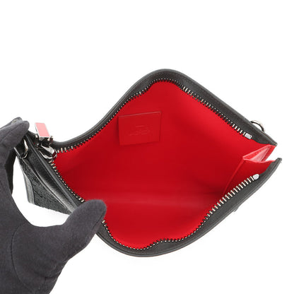 Christian Louboutin Sky Pouch Shoulder Bag Black/Red Sequins Leather