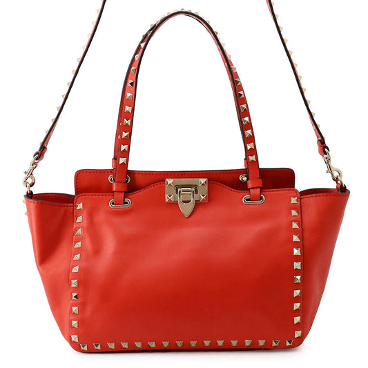 Valentino Garavani Studded 2way Tote Bag Red Leather