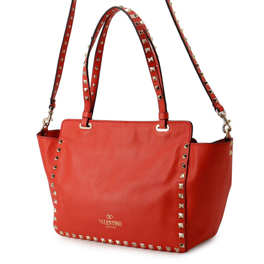 Valentino Garavani Studded 2way Tote Bag Red Leather