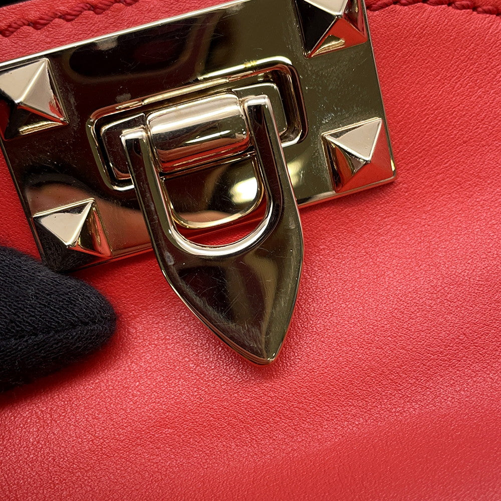 Valentino Garavani Studded 2way Tote Bag Red Leather