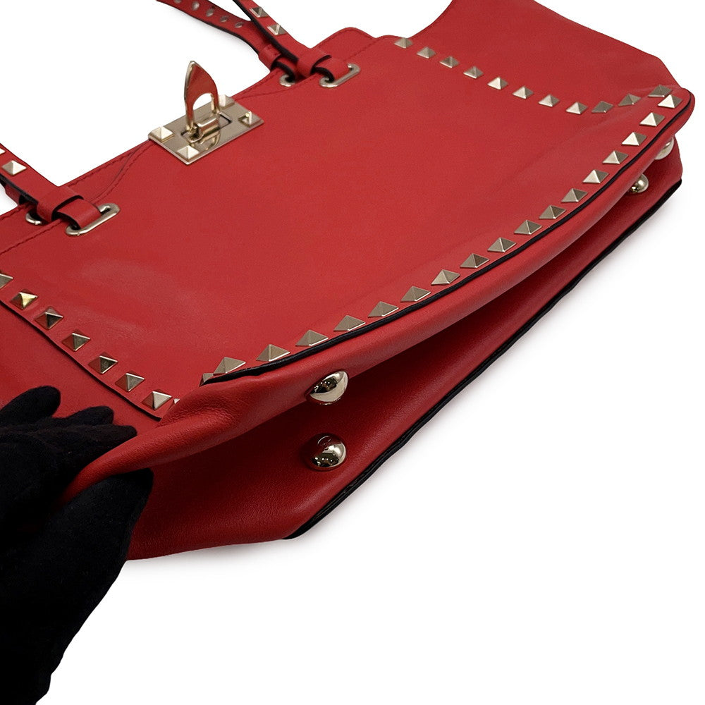 Valentino Garavani Studded 2way Tote Bag Red Leather