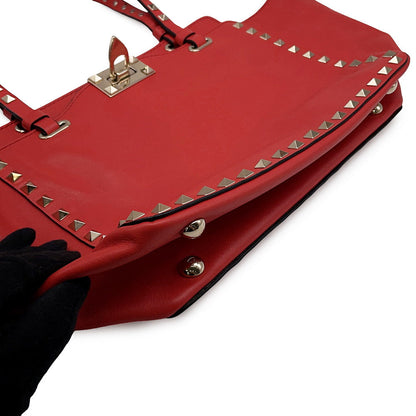 Valentino Garavani Studded 2way Tote Bag Red Leather
