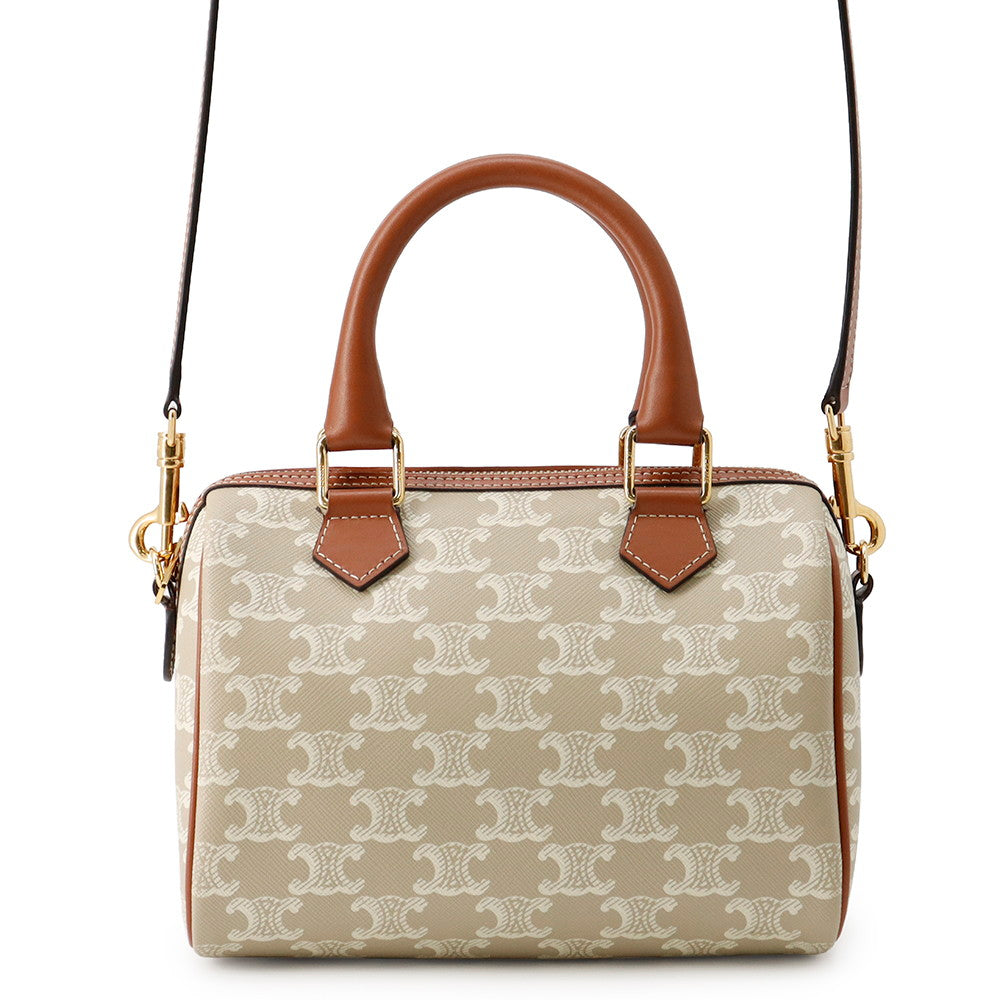 CELINE Triomphe 2-way Boston Bag Brown/Beige197582 PVC Leather