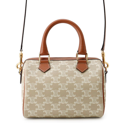 CELINE Triomphe 2-way Boston Bag Brown/Beige197582 PVC Leather