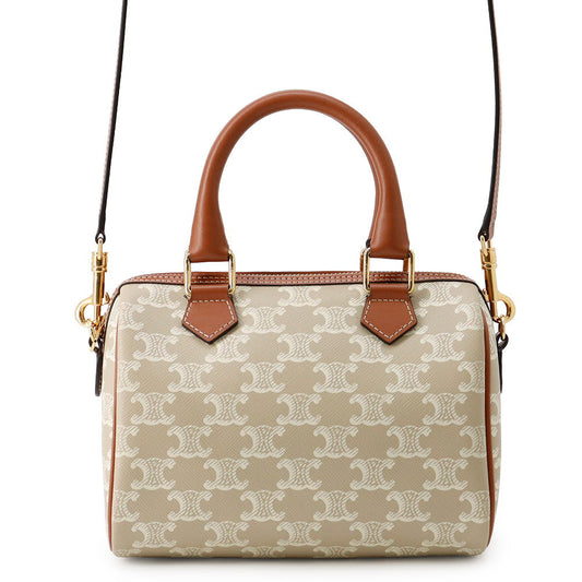 CELINE Triomphe 2-way Boston Bag Brown/Beige197582 PVC Leather