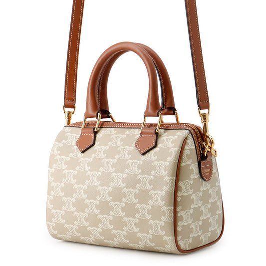 CELINE Triomphe 2-way Boston Bag Brown/Beige197582 PVC Leather
