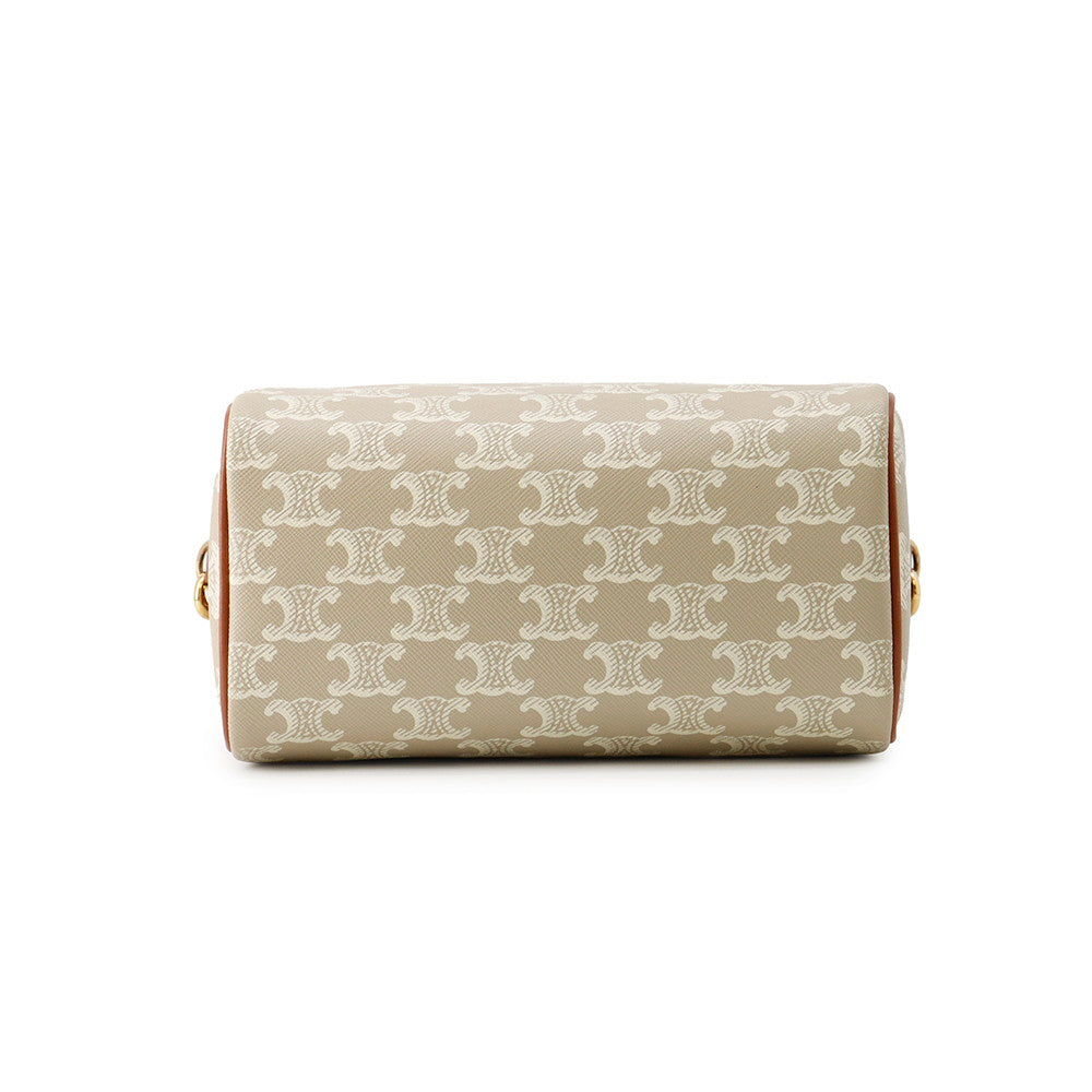 CELINE Triomphe 2-way Boston Bag Brown/Beige197582 PVC Leather