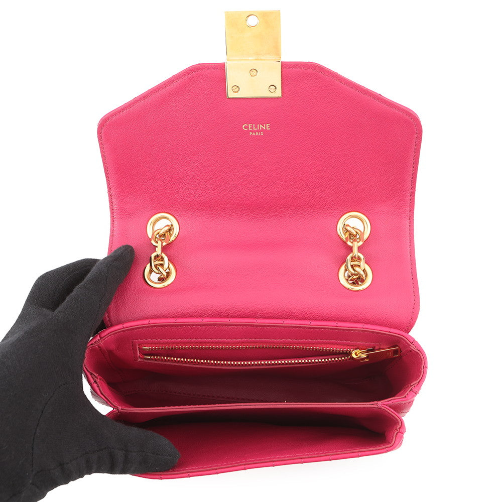 CELINE C Chain Shoulder Bag Pink188403 Leather Size Small